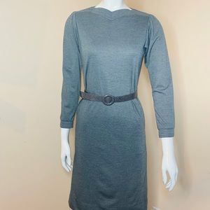 Henry-Lee Petites Grey Art Deco Style Dress w/Belt